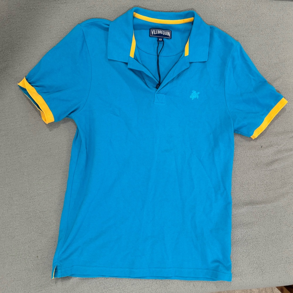 Vilebrequin Men’s Blue Contrast Cotton Pique Polo Palatin Contrast Tipped Shirt